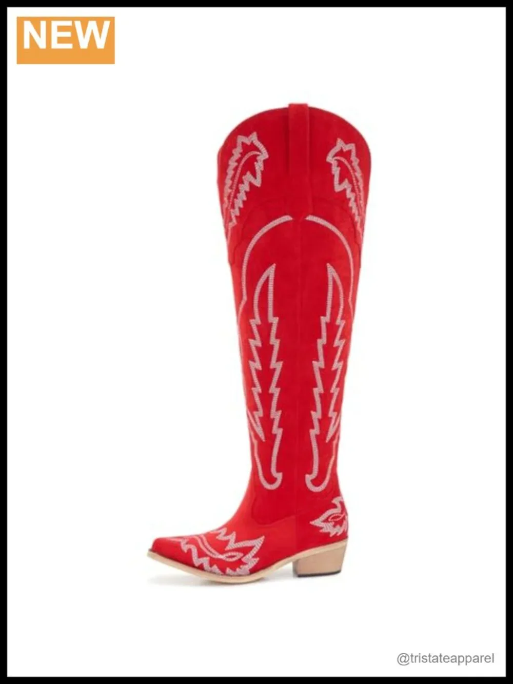 Over the Knee Western Cowboy Boots Wide Calf Plus Size Side Zipper Low Heel